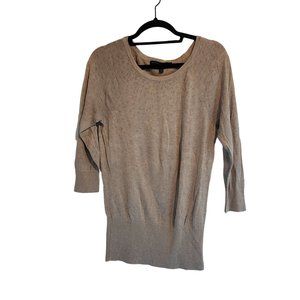 WHBM Scoop Neck Beaded sweater tan Womens size M